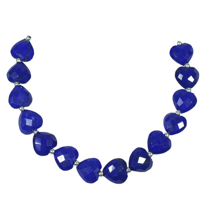 14pcs Lapis Lazuli Carved Heart Briolette Beads – Straight Drill Gemstones