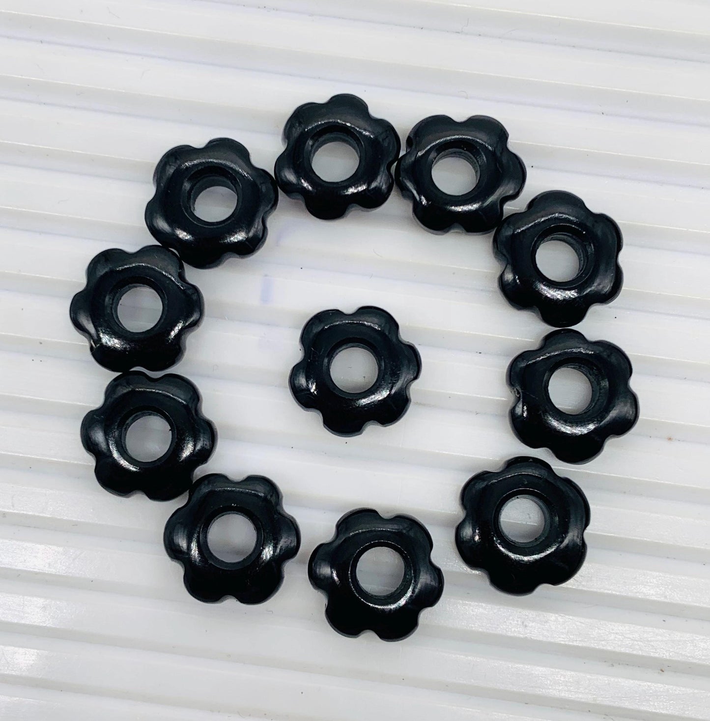 Black Onyx 4 Pieces 15mm Smooth Flower Beads | Handmade Jewelry & Bracelet Beads