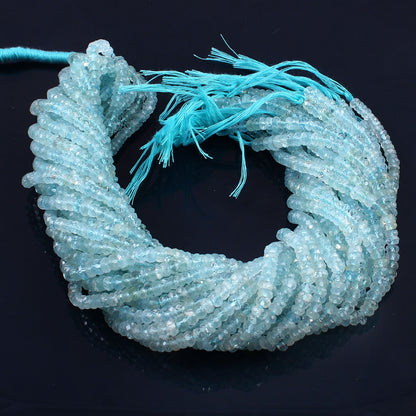 4–4.5mm Natural Blue Aquamarine Faceted Rondelle Beads