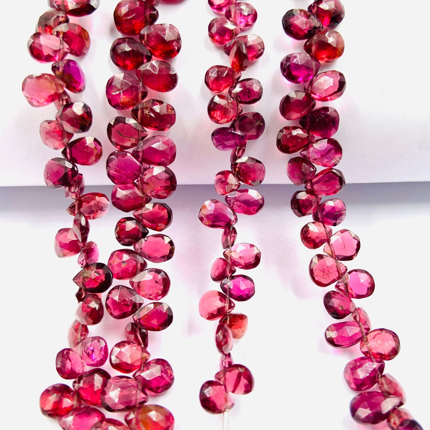 Natural Rhodolite Garnet Gemstone Pear Briolette Beads | Natural Rhodolite Semi Precious Gemstone Faceted Beads 8 Inch Strand