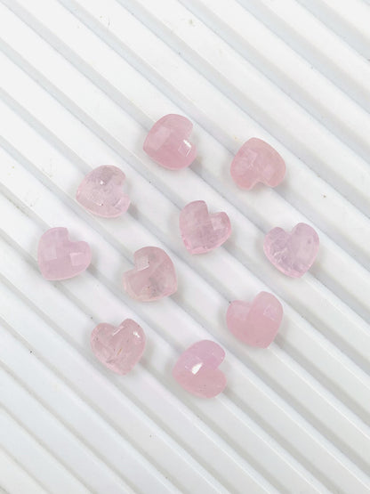 Natural Morganite Hand Carved Heart Shape Loose Gemstone Beads, Carved Heart Shape Gemstone Briolette Size 10mm