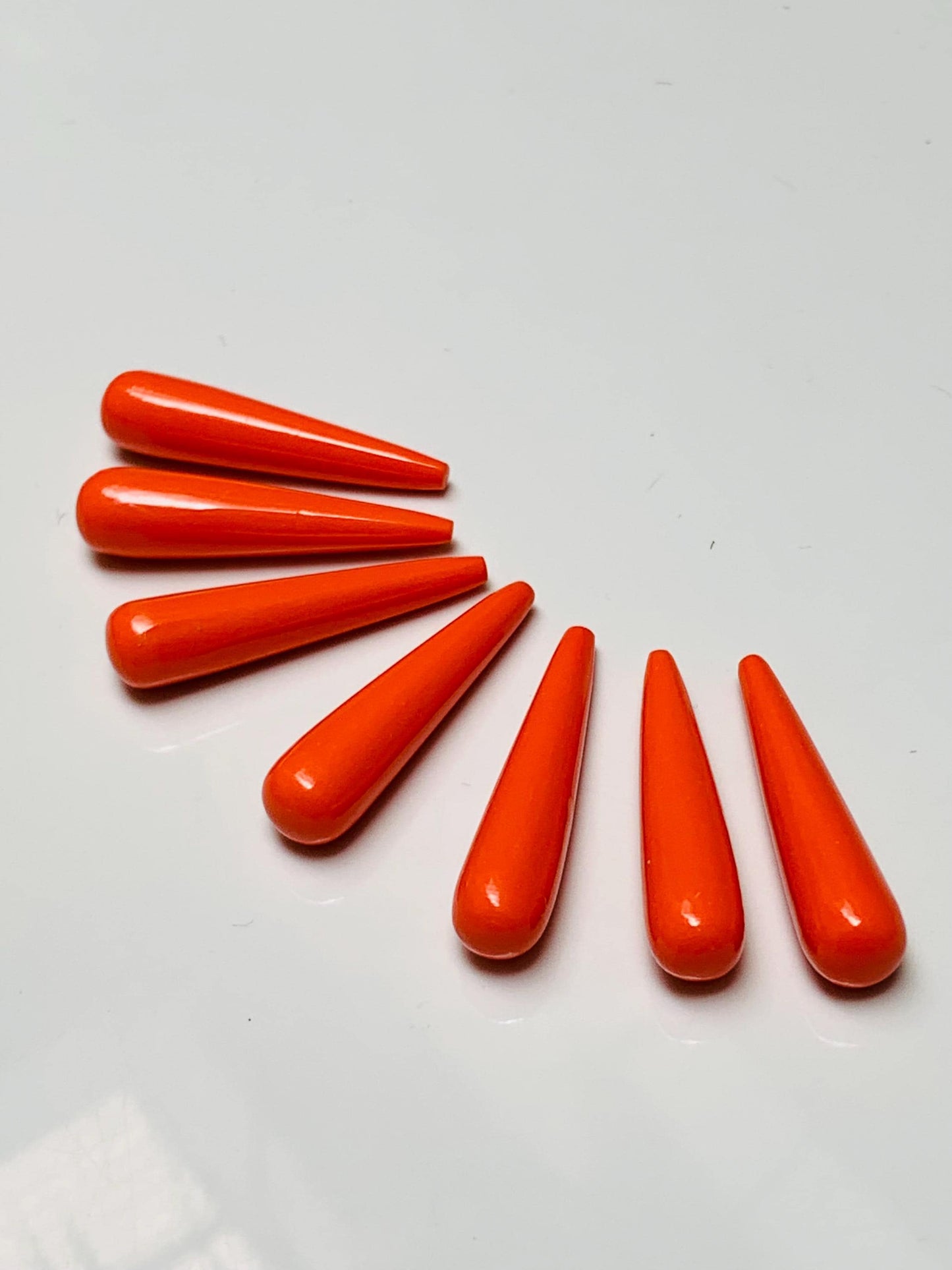 1 Pair Red Coral Smooth Drop Shape Gemstone, Handmade Matching Pair beads, Coral Matched Drops Pairs Jewelry Making Supplies" Size - 7x30mm