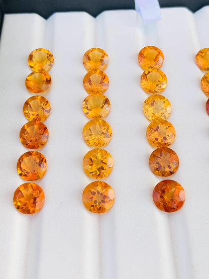 Natural Citrine Faceted Round Shape Cut Stone CALIBRATED Loose Stone Cut Round Jewelry Making Semi Precious Cut stone for ring gift for her