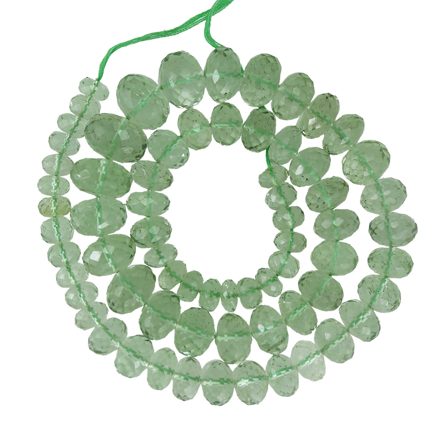 Green Amethyst Faceted Rondelle Gemstone Beads
