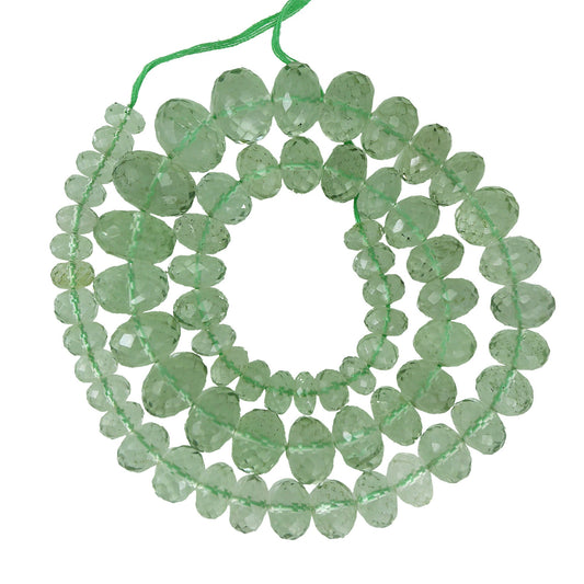 Green Amethyst Faceted Rondelle Gemstone Beads