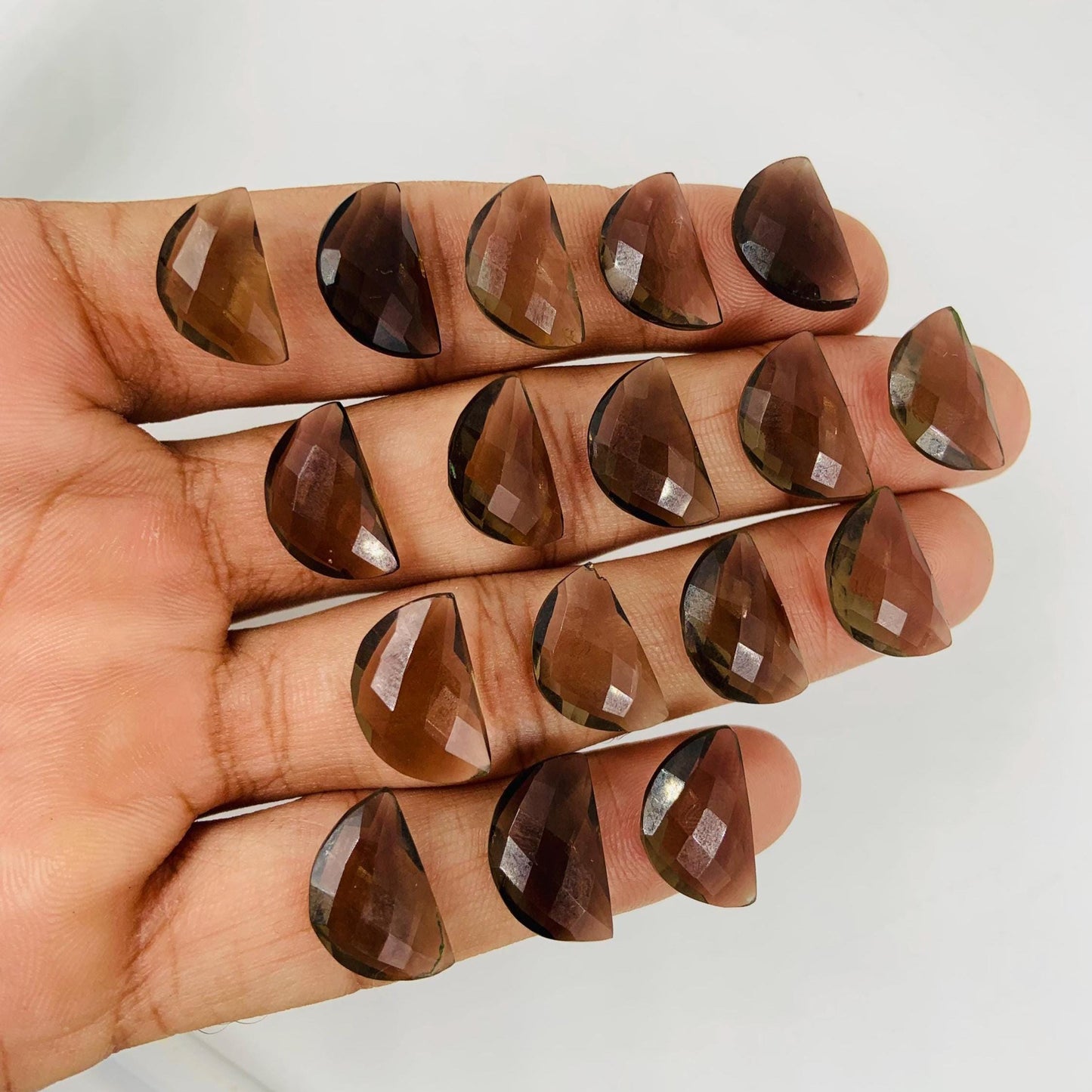 2 Pieces Natural Smoky Quartz gemstone, Half Moon D - shape gemstone, Earring Components natural gemstone, Half moon gemstone,10x16mm BBI213