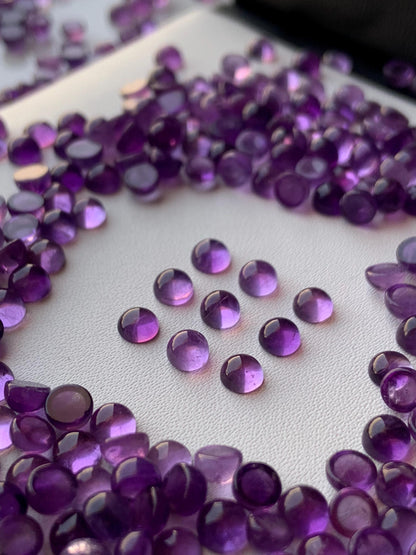 Natural Amethyst Smooth Round Gemstone Cabochon, CALIBRATED Loose Stone Cab, Round Jewelry Making Cabochons Semi Precious Cabochon for ring