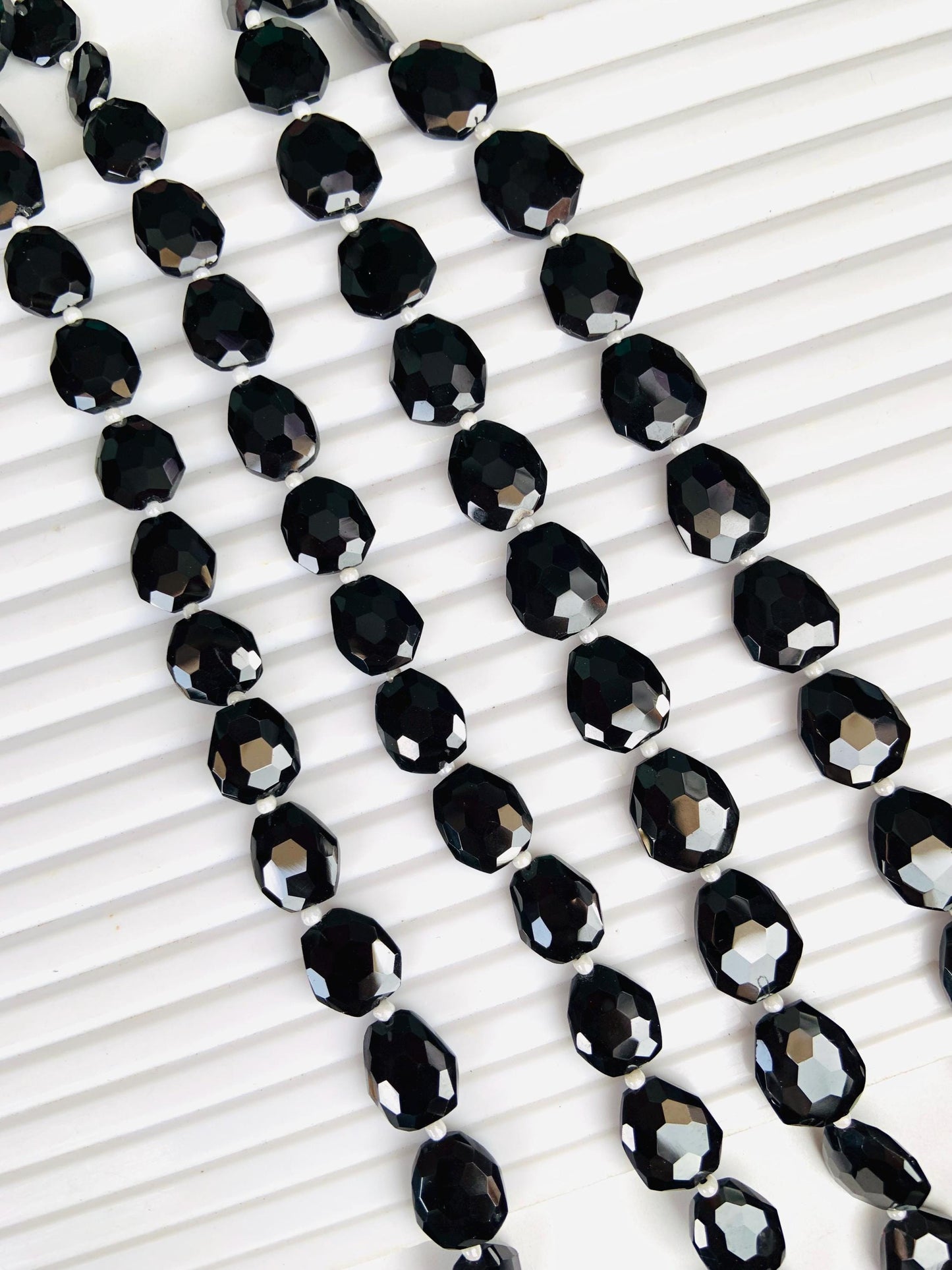 Natural Black Spinel Faceted Freeform Nugget Beads | Center Drill Gemstones