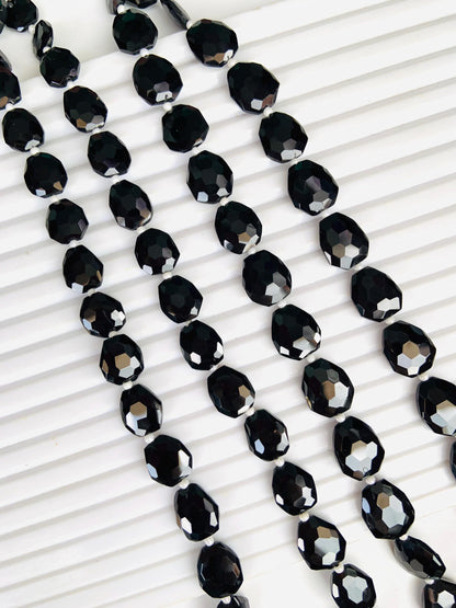 Natural Black Spinel Faceted Freeform Nugget Beads | Center Drill Gemstones