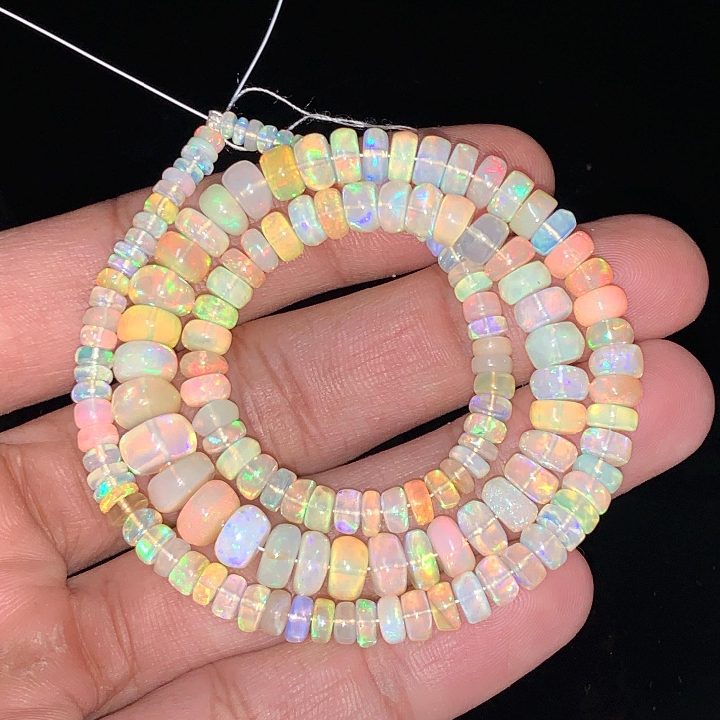AAA Ethiopian Opal Smooth Rondelle Beads 4mm–8mm