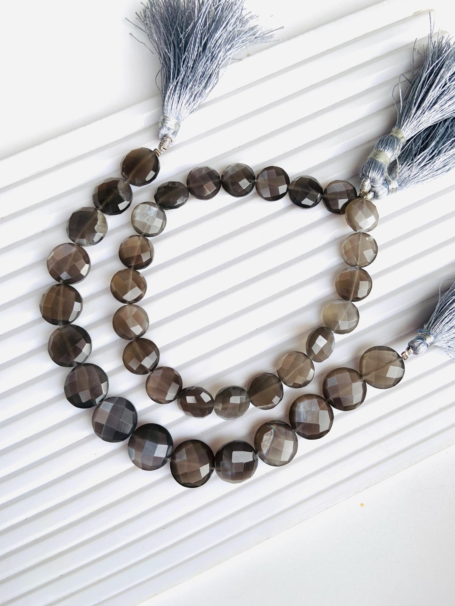 Natural Grey moonstone Faceted round Shape Gemstone Center drill round beads for Jewelry Making Square shape gemstone gift for her Size 10mm