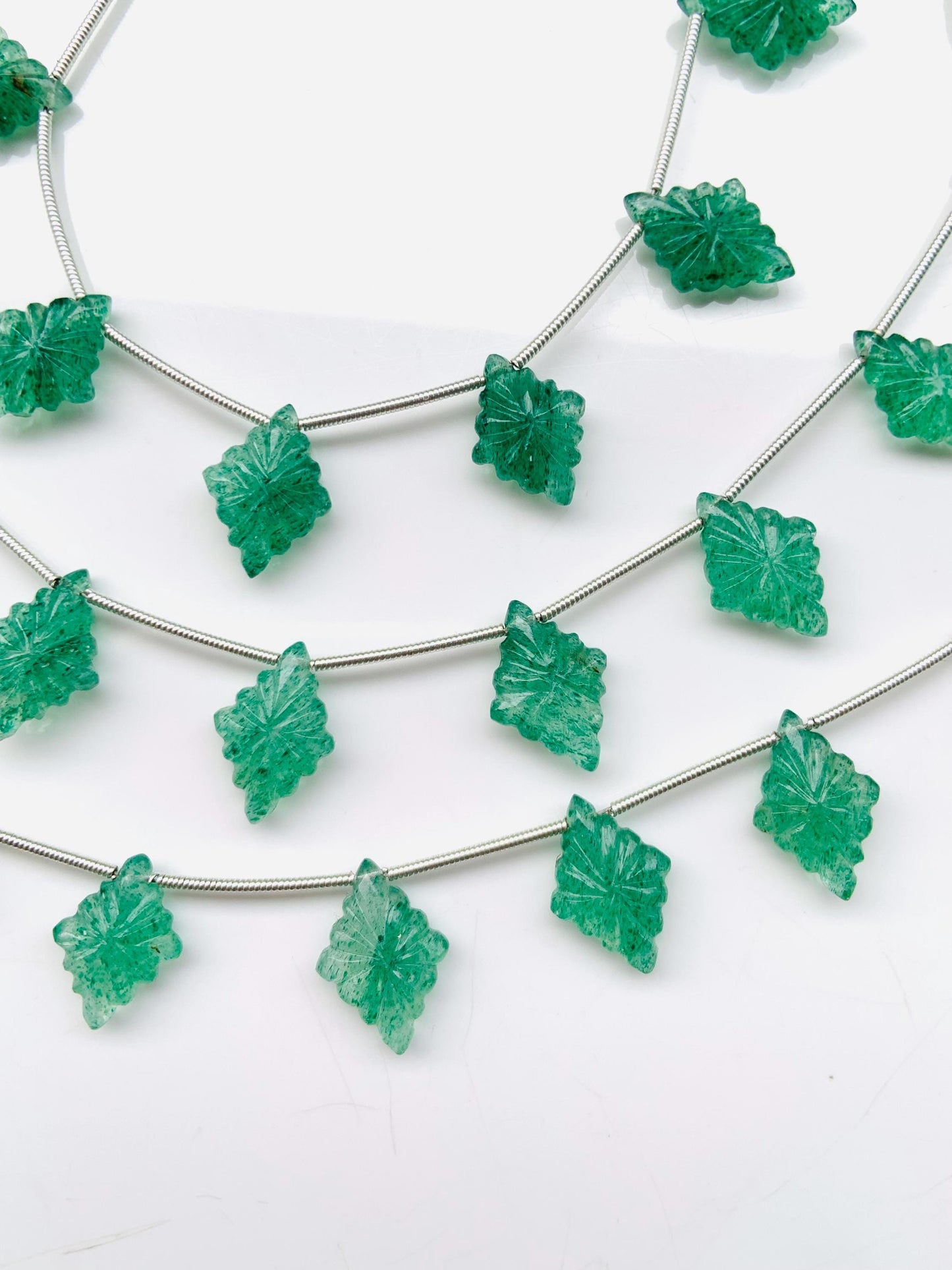10 Pcs Natural Green Strawberry Slot Carved Side drill gemstone Fancy shape Briolette lozenge beads for jewelry Size 11x15x4mm gift for her
