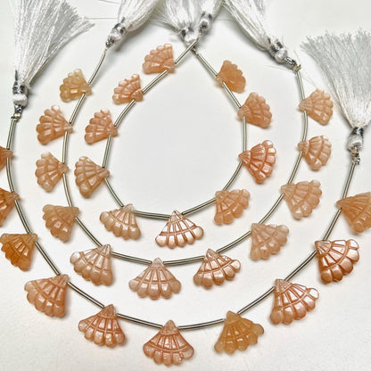 10 Pcs Natural Peach moonstone Triplet Carved Tree Shape Briolette Side Drill Beads Size 13x16x5mm fancy shape briolette for jewelry making