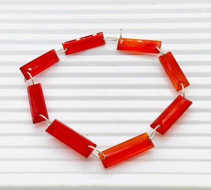 Natural Carnelian Baguette Step-Cut Faceted Beads 20x6x4mm – 10 Pieces Both-Side Face Drill