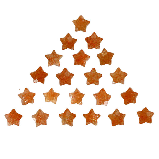 2 Pcs Natural Orange Sunstone Faceted Star Shape Gemstone , Hand Carved Star Briolette, Size 10 mm, SKU-BBI117
