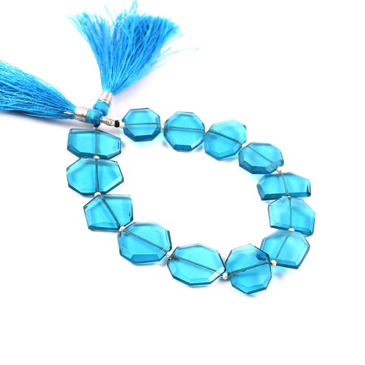 Hydro Glass Blue Topaz Faceted Fancy Briolette Beads