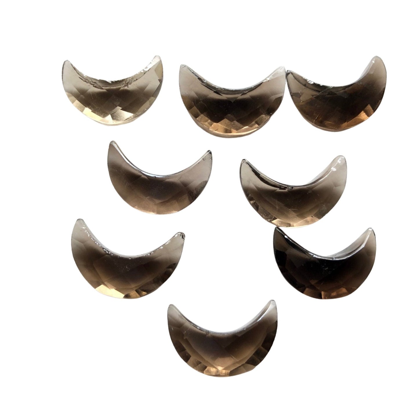 2 Pieces Natural Smoky quartz  Faceted Crescent moon shape Loose gemstone, Hand Carved moon shape briolette, gemstone for jewelry 7x16mm