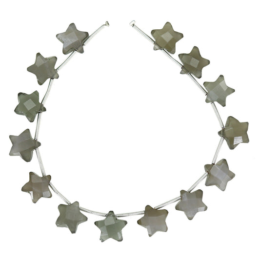 17 pcs Natural Grey Moonstone Faceted Star Gemstone Beads, 10mm Carved Star jewelry , star shape earrings , Gemstone Jewelry BBI132