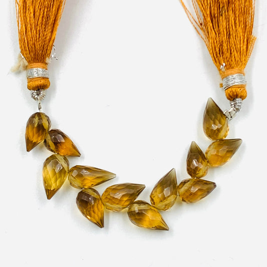 4 Inches Natural Beer Quartz Buds Briolette Beads Drop Shape Faceted Flower Buds Size 5X9mmTo 6X10mm Beer Quartz Drops jewelry Making