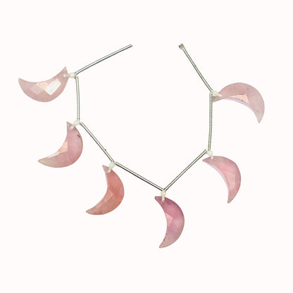 6 Pieces Natural Rose Quartz gemstone, Crescent moon shape gemstone, carving gemstone, natural gemstone, moon shape gemstone, Size 7x16 mm