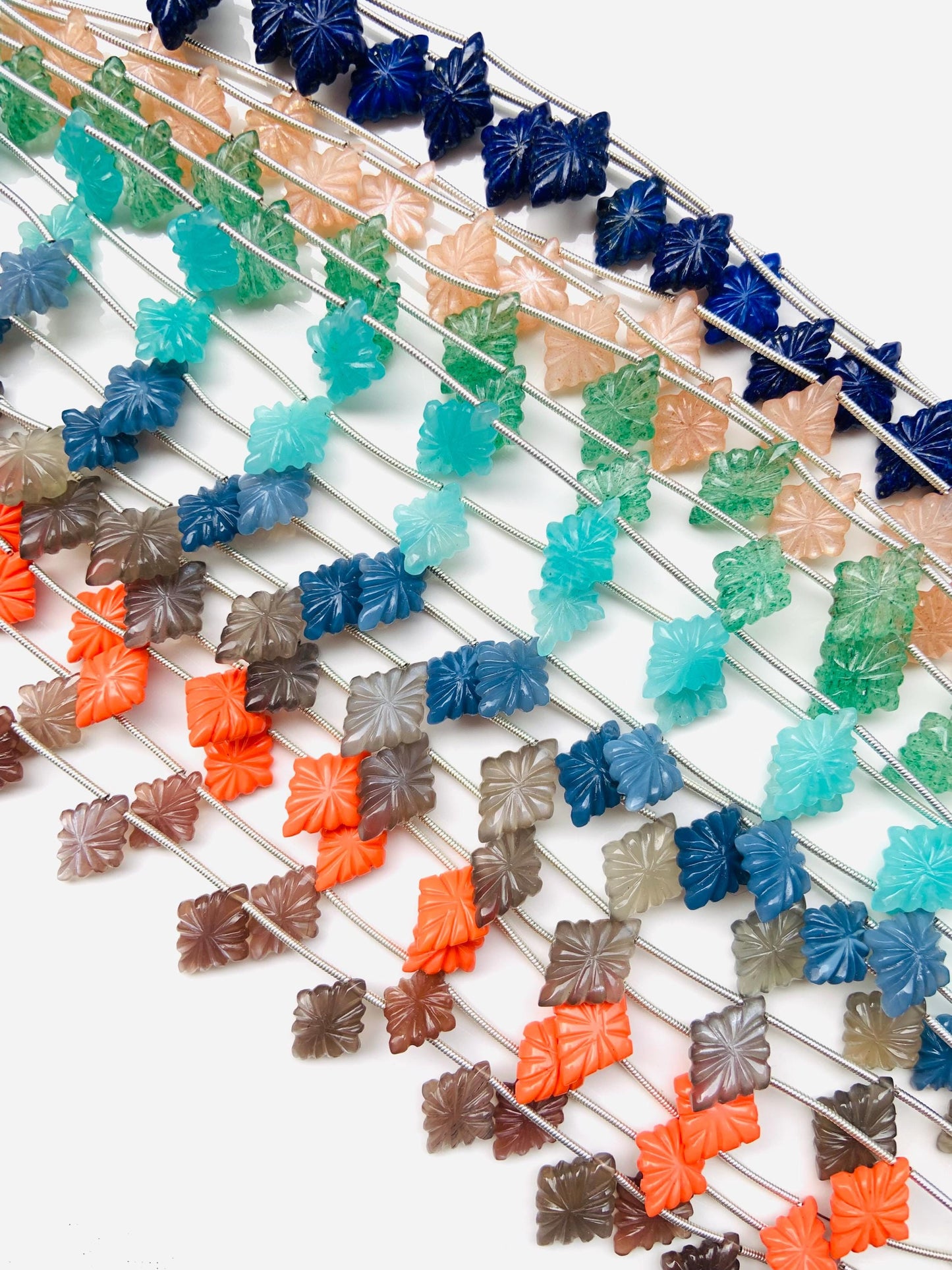 Mixed Gemstone Fancy Lozenge Briolette Side Drill Beads 11x15mm