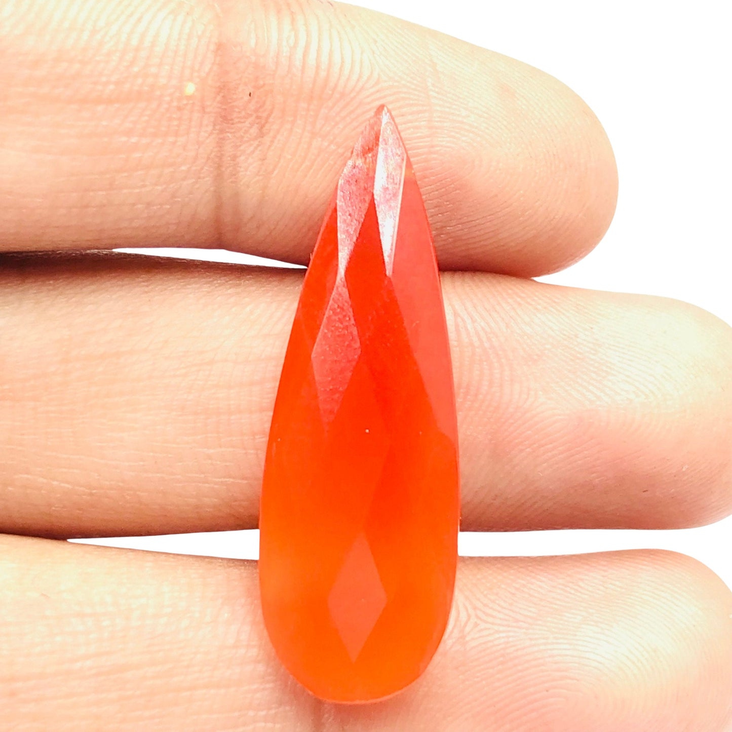 1 Pair Natural Carnelian Faceted Long Pear Shape Gemstone, Size 10x30mm, Matching Pair Briolette, Earring Making Gemstone, , SKU - BBI1198