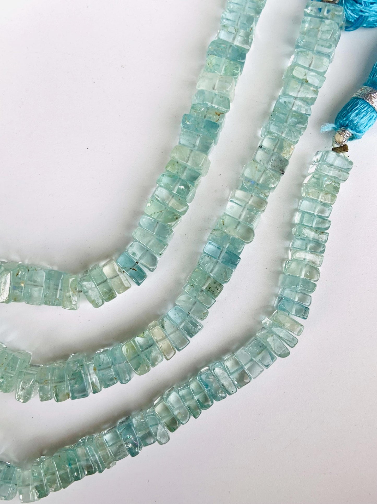 Natural Aquamarine 6mm Faceted Square Briolette Chicklet Beads for Jewelry Making Gift for Her