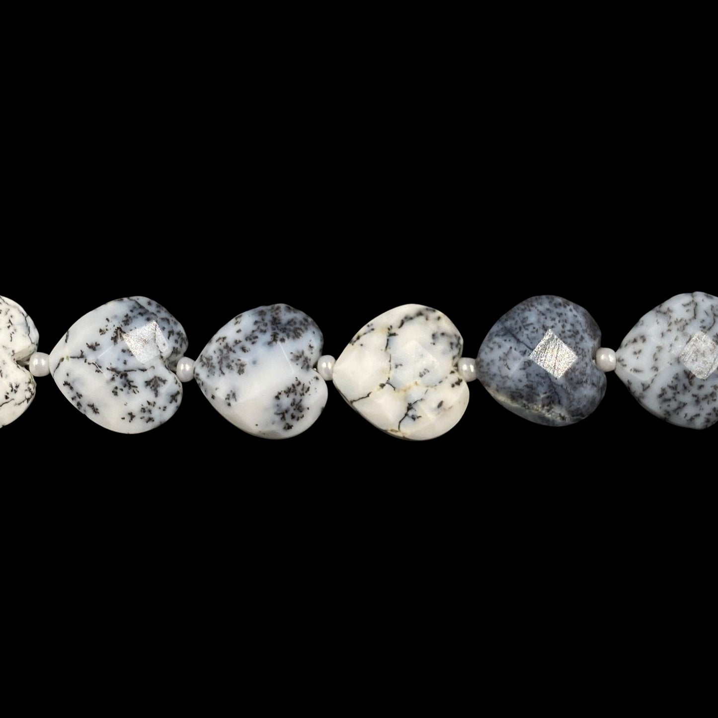 20 PCS Natural Dendrite Opal Heart Briolette Beads