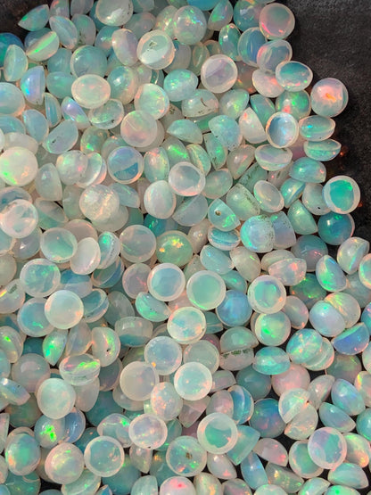 Natural Ethiopian Opal Smooth Round Gemstone Cabochon, CALIBRATED Loose Stone Cab, Round Jewelry Making Cabs Semi Precious Cabochon for ring