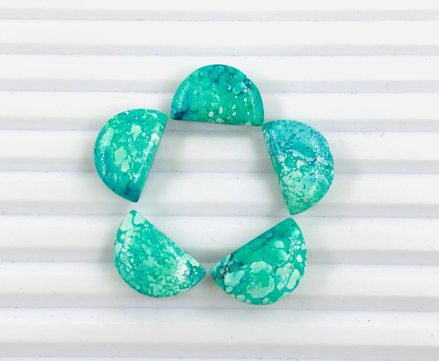 Natural Tibetan Turquoise Gemstone Beads, Faceted Half Moon "D Shape Beads, Carving Gemstone, Size 10x16 mm, Loose Beads For Jewelry,