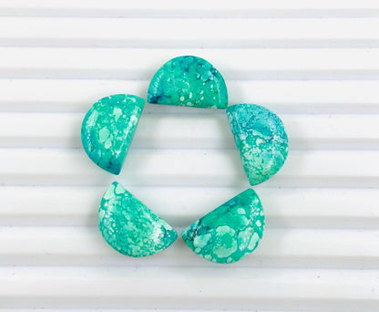 Natural Tibetan Turquoise Gemstone Beads, Faceted Half Moon "D Shape Beads, Carving Gemstone, Size 10x16 mm, Loose Beads For Jewelry,