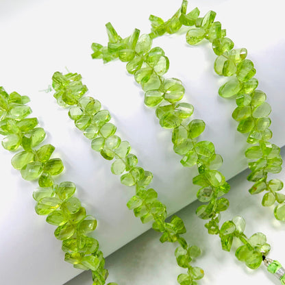 Natural Peridot Faceted Flat Pear Drop Gemstone Beads, AAA Quality Gemstone For Jewelry Making, Size 6x8mm To 7x10mm, SKU-  BBI799
