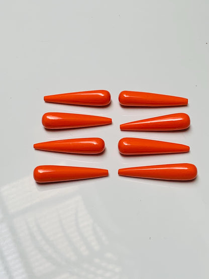 1 Pair Red Coral Smooth Drop Shape Gemstone, Handmade Matching Pair beads, Coral Matched Drops Pairs Jewelry Making Supplies" Size - 7x30mm