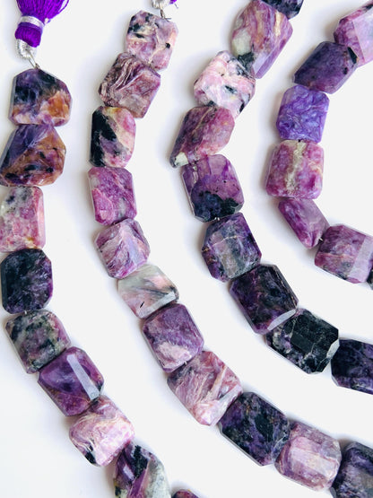 7 Inch Natural Charoite Fancy Shape Nugget beads Gemstone Briolette Charoite tumble Stones Faceted Gemstone Beads size 11x12mm gift for her