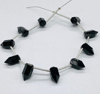 10 Pcs Black Onyx & Faceted Amethyst Beads 6x12mm | Natural Gemstone Necklace