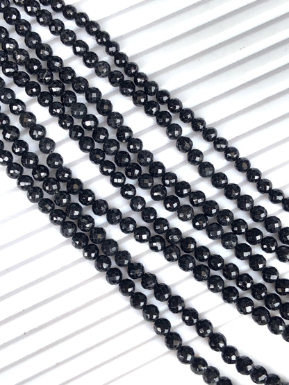 Natural Black Spinel Faceted Rondelle Beads | 5mm | 13 Inch Strand