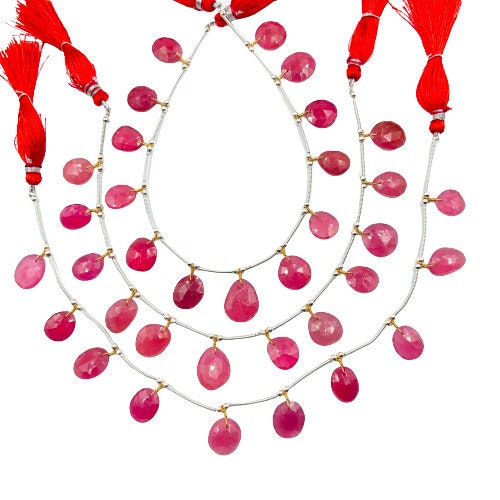 10 Pcs Natural Red Ruby Rose Cut Slice Cabochons | Freeform Flat Back Gemstones