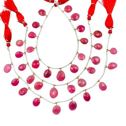 10 Pcs Natural Red Ruby Rose Cut Slice Cabochons | Freeform Flat Back Gemstones