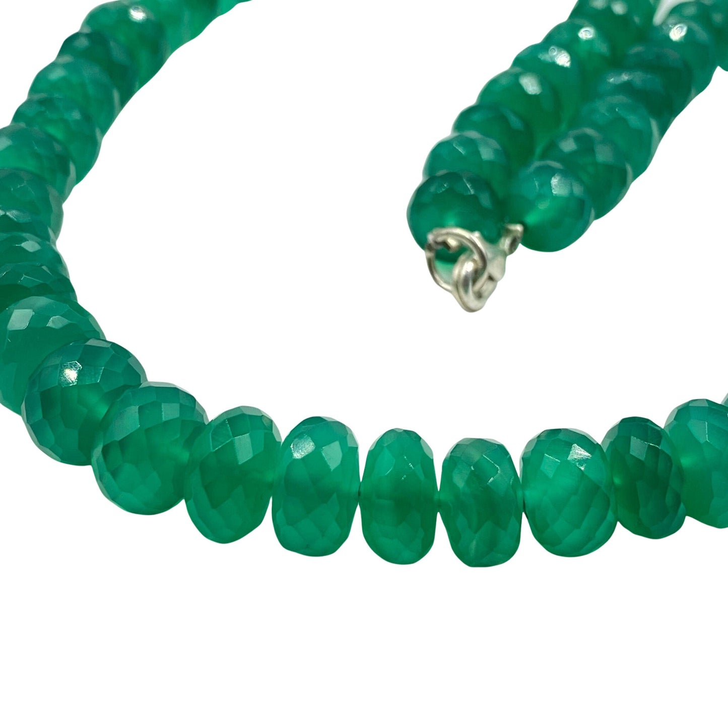 Green Onyx Faceted Rondelle Beads Necklace | Natural Gemstone Jewelry Beads