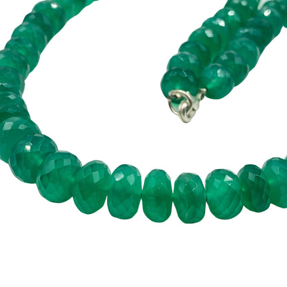 Green Onyx Faceted Rondelle Beads Necklace | Natural Gemstone Jewelry Beads
