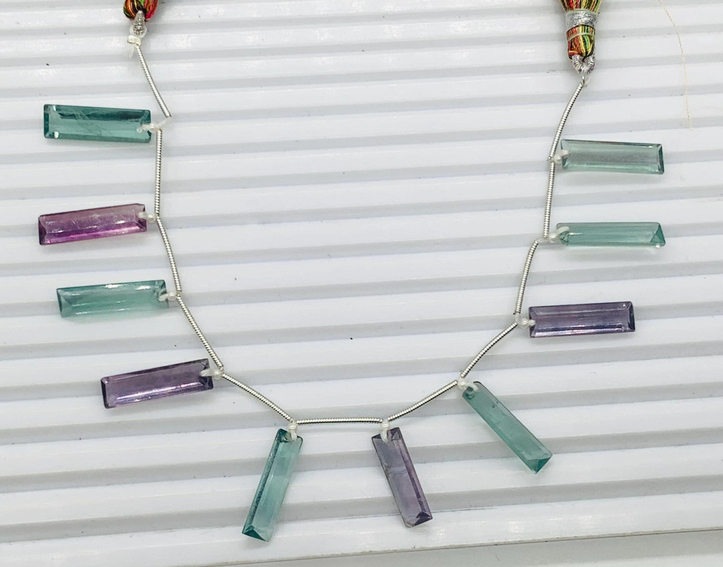 10 Pieces Natural Multi Fluorite Baguette Step cut Faceted Gemstone beads Size 20X6X4mm Gift for her BBI1128