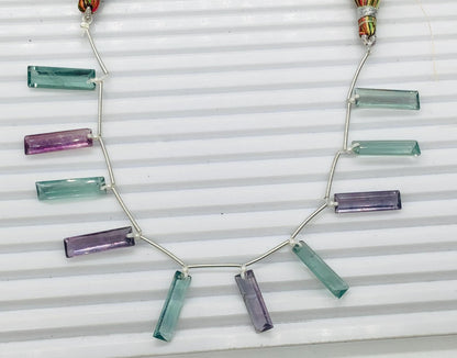 10 Pieces Natural Multi Fluorite Baguette Step cut Faceted Gemstone beads Size 20X6X4mm Gift for her BBI1128