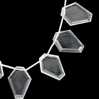 12 pcs Natural Clear Quartz Coffin shape Gemstone Briolette Side Drill Beads | Beads For Jewelry | Wholesale Gemstone beads BBI907