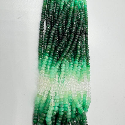 Natural Shaded Emerald Sapphire Faceted Rondelle Beads | 3.5–4.5mm | 16 Inch Strand