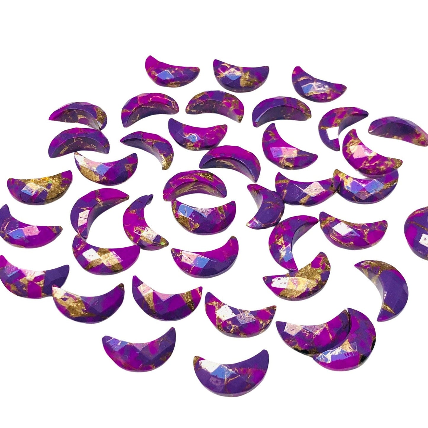 2 Pieces Purple Copper Turquoise Moon , Crescent moon shape gemstone, carving gemstone, Moon shape gemstone, Size 7x16mm SKU-BBI036