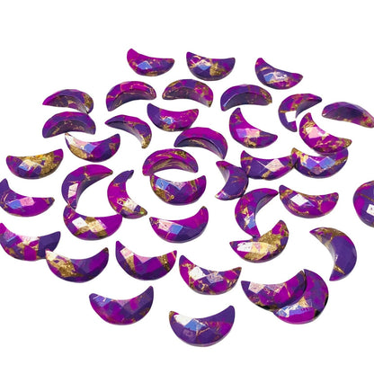 2 Pieces Purple Copper Turquoise Moon , Crescent moon shape gemstone, carving gemstone, Moon shape gemstone, Size 7x16mm SKU-BBI036