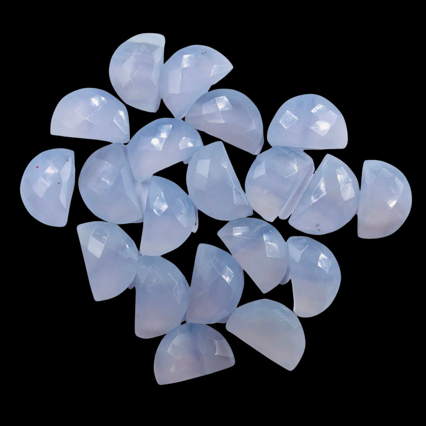 2 Pieces Natural Blue Lace Faceted Semi Circle Shape Gemstone, Size 10x16mm, Half Moon Gemstone Briolette, Making Jewelry, SKU-BBI222