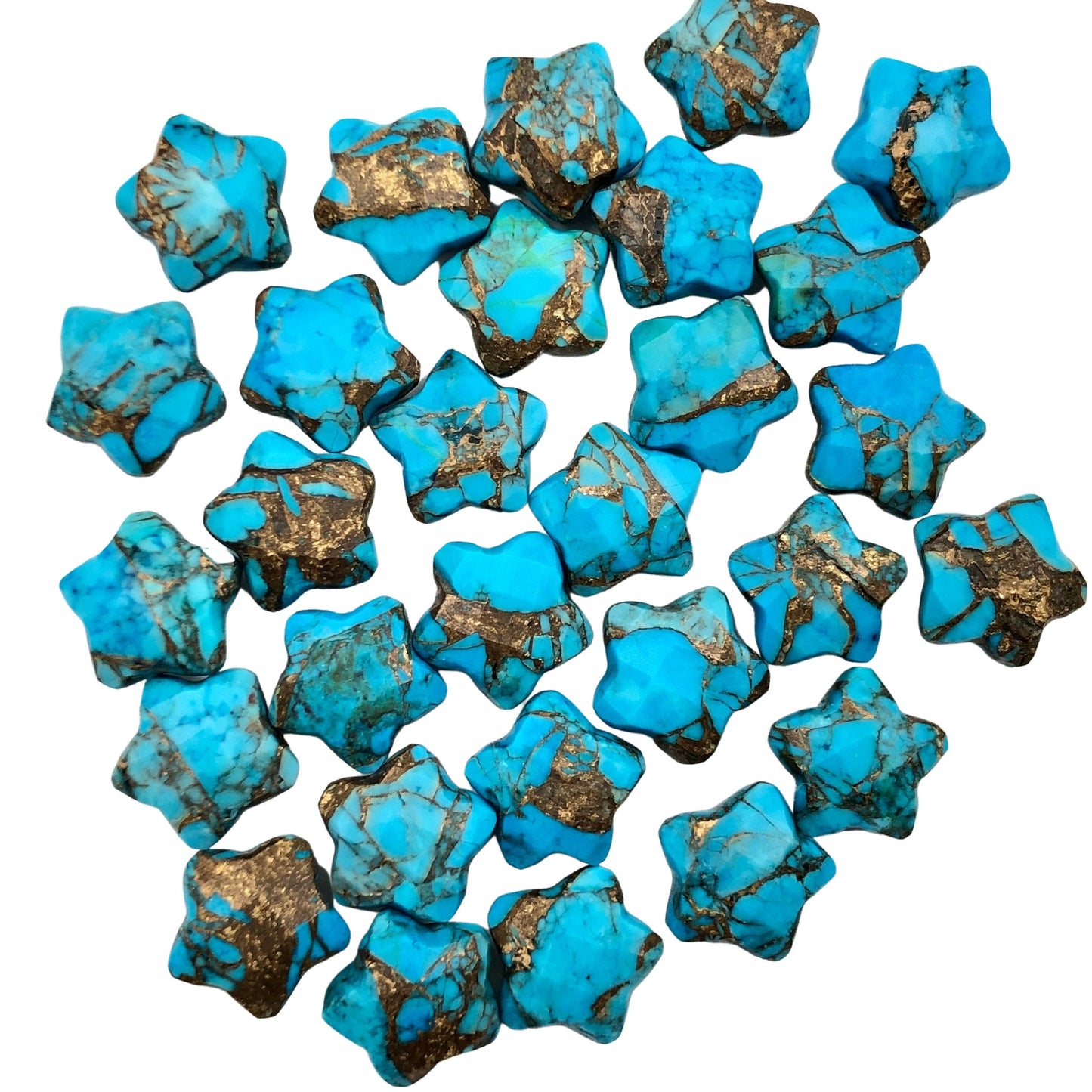 2 Pieces Copper Turquoise Faceted Star Shape Gemstone, Size 10mm, Hand Carved Briolette, Loose Gemstone For Jewelry Making , SKU-BBI107