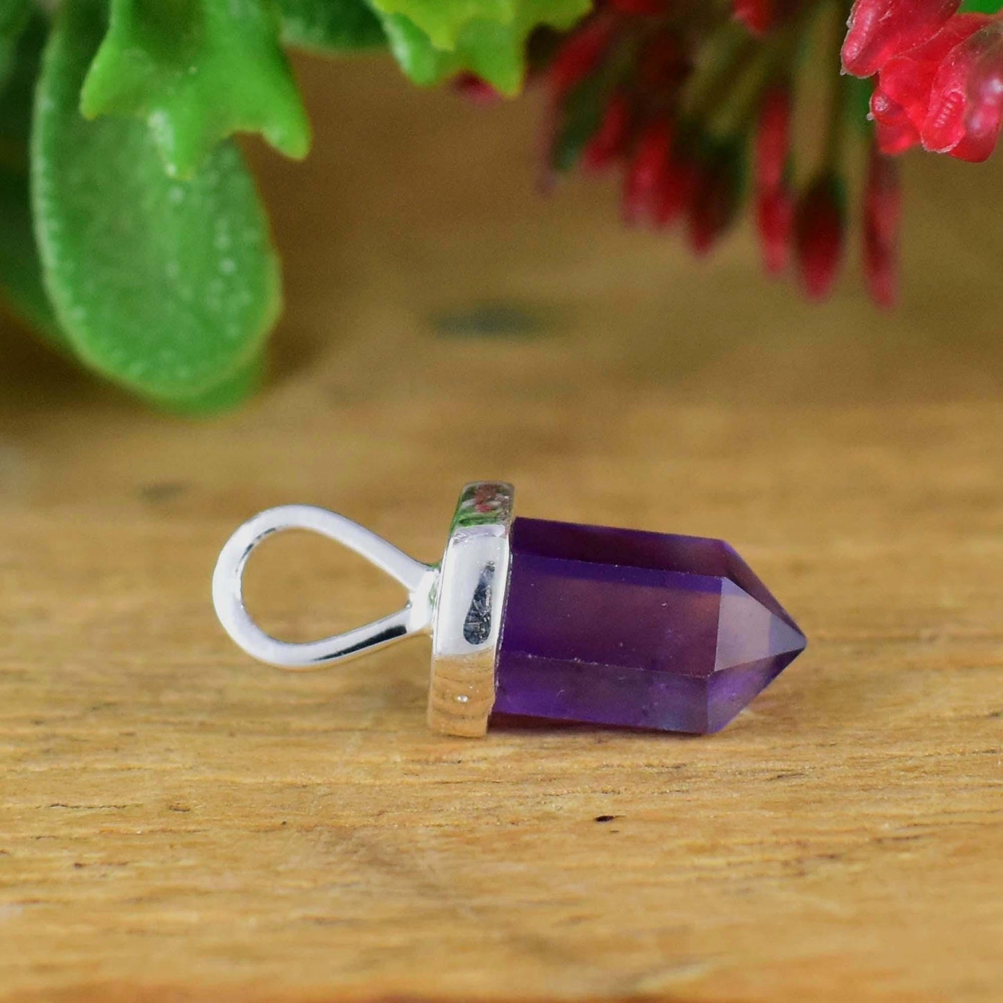 Natural Amethyst pendant, Purple Amethyst Pencil Necklace, Dainty Silver Necklace For Her, Birthstone Pendant, Minimalist Pendant, P-0002