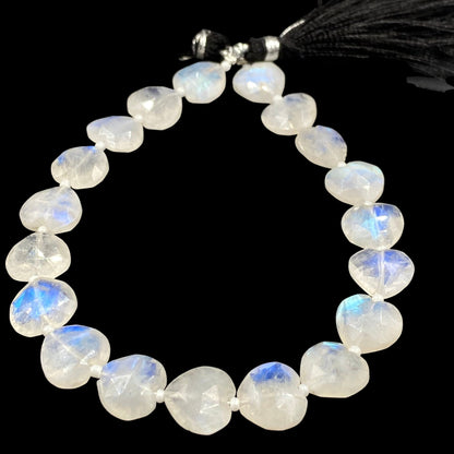10 Pieces Natural White Rainbow Faceted Heart Shape Gemstone, Size 10mm Straight Drill Beads, Hand Carved Briolette Beads,, SKU-BBI305